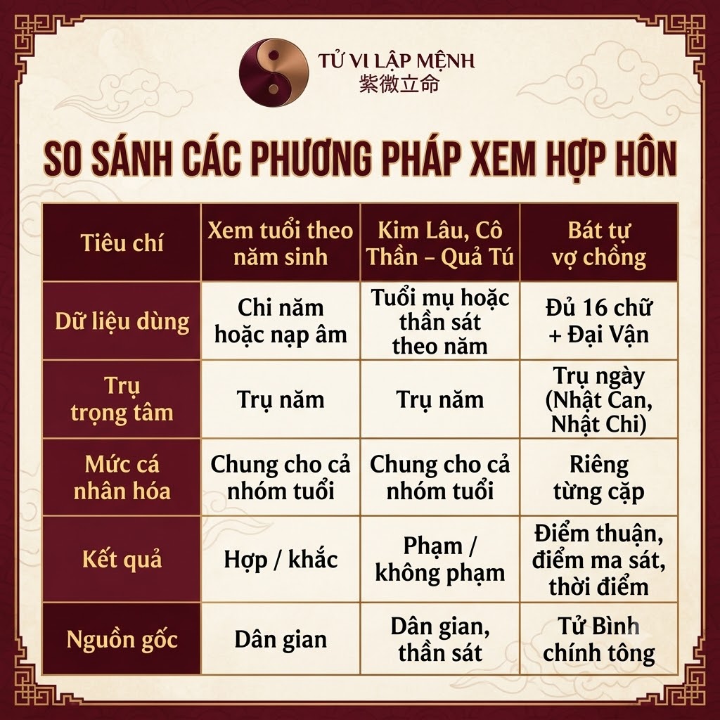 So sánh xem tuổi vợ chồng theo năm sinh và theo bát tự