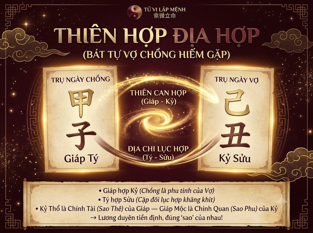 Cung phu thê thiên hợp địa hợp trong bát tự vợ chồng